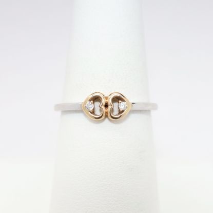Picture of 14k Two-Tone Gold & Diamond Double Heart Ring