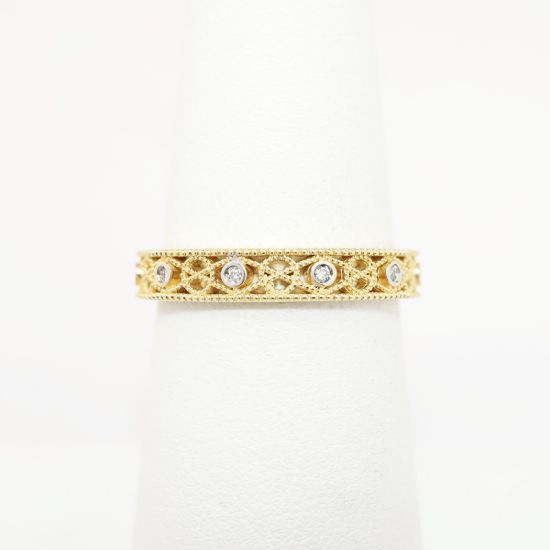 Picture of 14k Yellow Gold & Diamond Open Work Band Ring