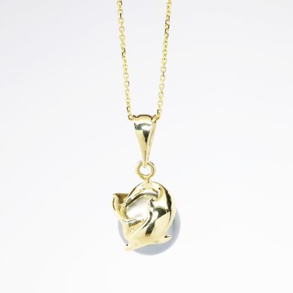 Picture of 14k Yellow Gold & Pearl Pendant/Necklace with Dolphins