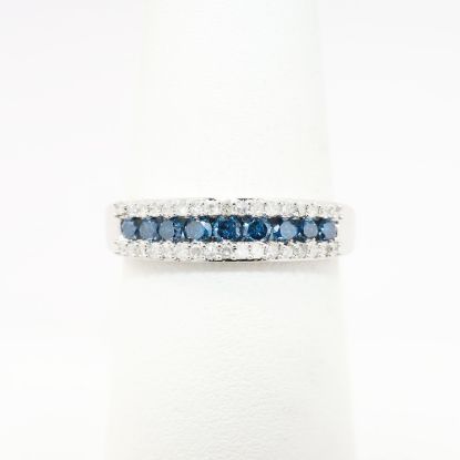 Picture of 10k White Gold, Blue and White Diamond Band Ring