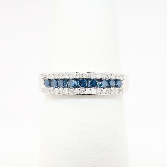Picture of 10k White Gold, Blue and White Diamond Band Ring