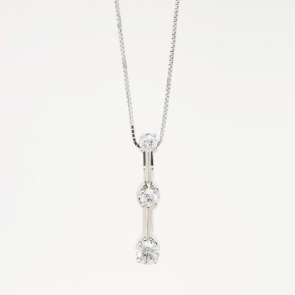 Picture of 14k White Gold & 0.25ct Diamond Triple-Stone Necklace