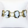 Picture of 14k Yellow Gold Black and White Hard Stone Cameo Bracelet