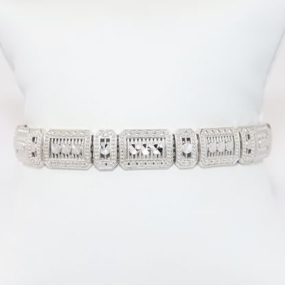 Picture of Art Deco Style 14k White Gold Diamond Cut Filigree Bracelet