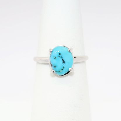 Picture of 14k White Gold & Oval Tumbled Turquoise Solitaire Ring