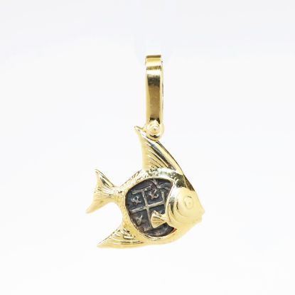 Picture of 14k Yellow Gold Fish Pendant Set with Spanish Treasure Coin