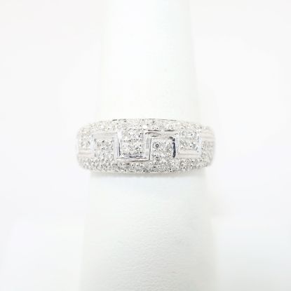 Picture of 14k White Gold & 0.72ct Diamond Cluster Greek Key Ring