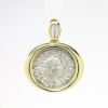 Picture of Ancient Roman Coin Pendant in 14k Yellow Gold & Diamond Bezel