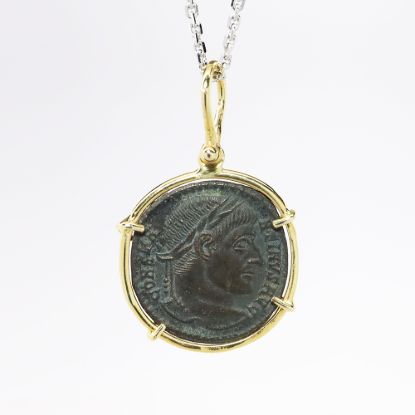 Picture of Ancient Roman Coin Pendant in 14k Yellow Gold Bezel