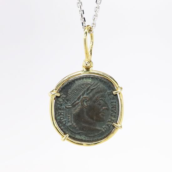 Picture of Ancient Roman Coin Pendant in 14k Yellow Gold Bezel