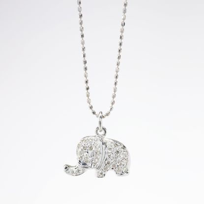 Picture of 14k White Gold & Diamond Elephant Necklace