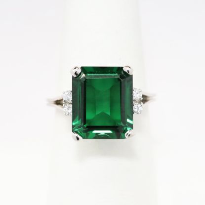Picture of 18k White Gold, Green Synthetic Spinel and Diamond Ring