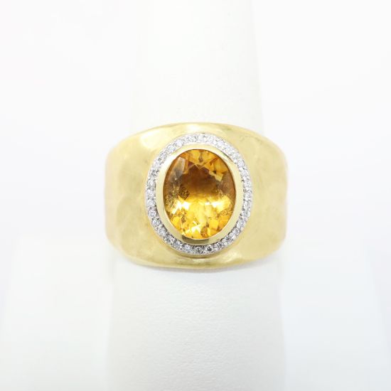 Picture of 14k Yellow Gold, Diamond & Oval Cut Citrine Ring