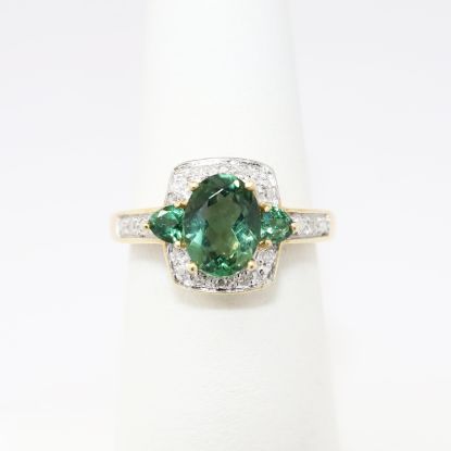 Picture of 14k Yellow Gold, Diamond & Oval Cut Green Tourmaline Ring