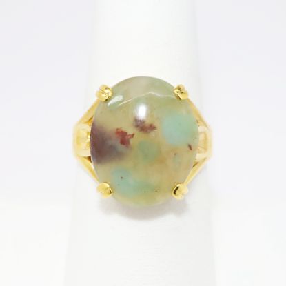 Picture of 14k Yellow Gold & Green Agate Oval Cabochon Ring