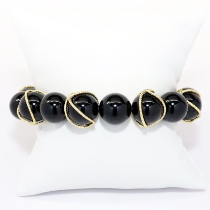 Picture of 14k Gold Wrapped Black Onyx Beaded Bracelet