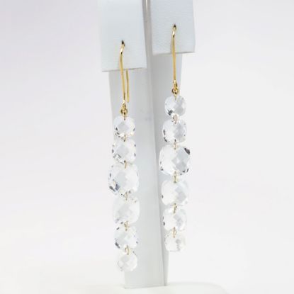 Picture of 14k Yellow Gold & Faceted White Topaz Dangle Earrings
