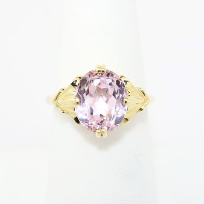 Picture of 14k Yellow Gold & Oval Cut Kunzite Solitaire Ring