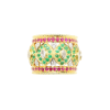 Picture of 18K Yellow Gold, Emerald, Ruby & Diamond Cigar Band Style Ring