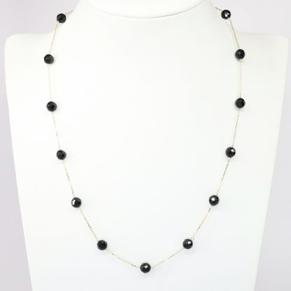 Picture of 14k Yellow Gold Necklace with Faceted Black Onyx Bead Stations