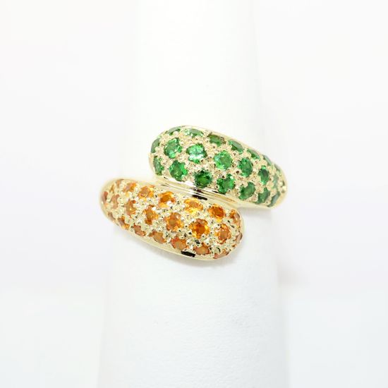 Picture of 14k Yellow Gold, Citrine and Tsavorite Bypass Ring