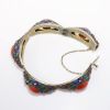 Picture of Vintage Gilt Chinese Export Silver, Cloisonné Enamel & Coral Cabochon Bracelet