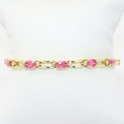 Picture of 14k Yellow Gold, Pink Tourmaline & Diamond Bracelet