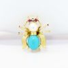 Picture of 14k Yellow Gold, Pearl & Turquoise Bumblebee Brooch with Ruby Eyes