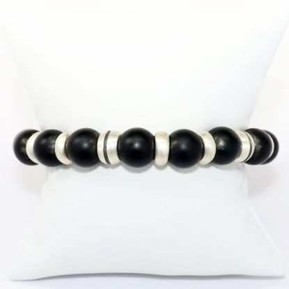 Picture of AXION Matte Black Onyx and Sterling Silver Beaded Men's Bracelet