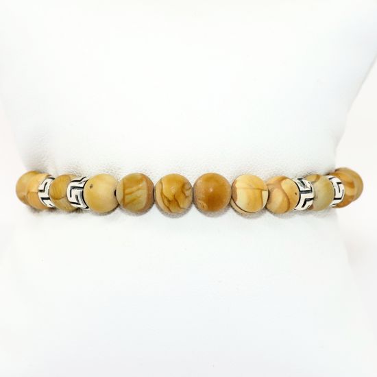 Picture of AXION Picture Jasper and Sterling Silver Men's Beaded Bracelet