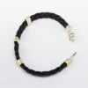 Picture of AXION Men's Black Braided Leather & Sterling Silver Bracelet 14k Yellow Gold Greek Key Accents