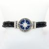 Picture of AXION Men's Black Braided Leather Bracelet with Sterling Silver, Blue Faced Compass