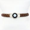Picture of AXION Men's Brown Braided Leather, Sterling Silver, Black Onyx & Mother of Pearl Evil Eye Bracelet