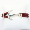Picture of AXION Men's Braided Red Leather Bracelet with Sterling Silver Anchor Clasp