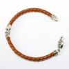 Picture of AXION Men's Woven Brown Leather, Sterling Silver & Mother of Pearl Evil Eye Bracelet