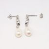 Picture of Vintage Inspired 14k White Gold & Diamond Earrings with Pearl Drops