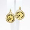Picture of 1/20 oz. Panda Coin Earrings with 14k Yellow Gold Rope & Diamond Bezels