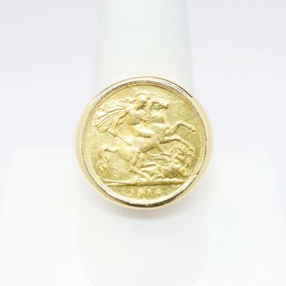 Picture of Men's 14k Yellow Gold Sovereign Coin Ring
