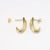 Picture of 14k Yellow Gold & Baguette Cut Diamond Open Hoop Earrings