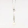 Picture of 14k White Gold & Pearl Drop Necklace with Diamond Accents