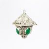 Picture of Vintage Italian .800 Silver & Green Glass Cabochon Etruscan Revival Hinged Charm
