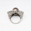 Picture of 14k White Gold & Solitaire Black Pearl with Elliptical Diamond Halo Statement Ring