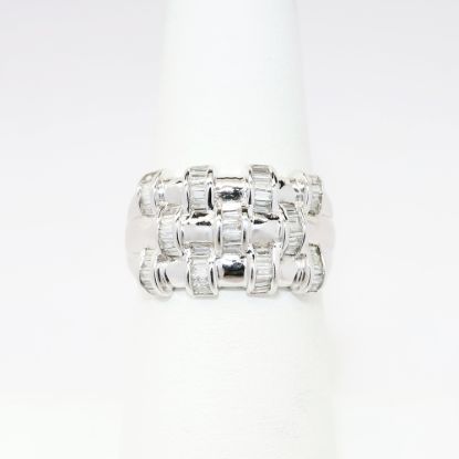 Picture of 14k White Gold & Baguette Cut Diamonds Statement Ring