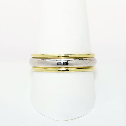 Picture of 18k Yellow Gold & Platinum Hammered Finish 5.5mm Men's Wedding Band