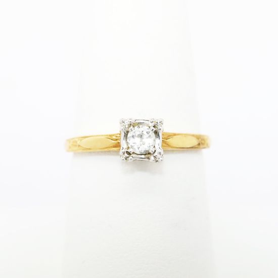 Picture of Antique 14k Yellow & White Gold & Old Mine Cut Diamond Engagement Ring 