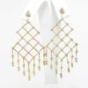 Picture of Ornate 14k Yellow Gold & Diamond Latticework Chandelier Earrings