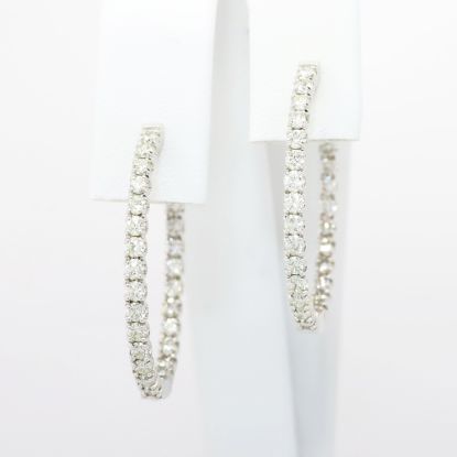Picture of 14k White Gold & Diamond Oval Hoop Earrings