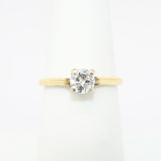 Picture of Vintage 14k Yellow Gold & .53ct Transitional Round Brilliant Cut Diamond Engagement Ring
