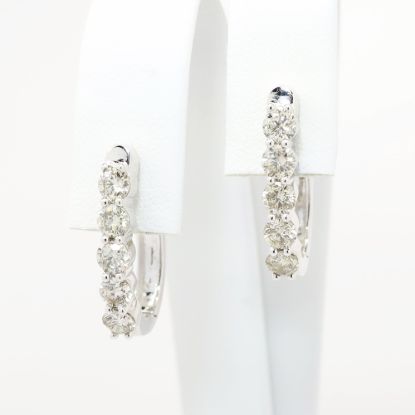 Picture of 14k White Gold & 2.00ct Diamond Lever Back Hoop Earrings