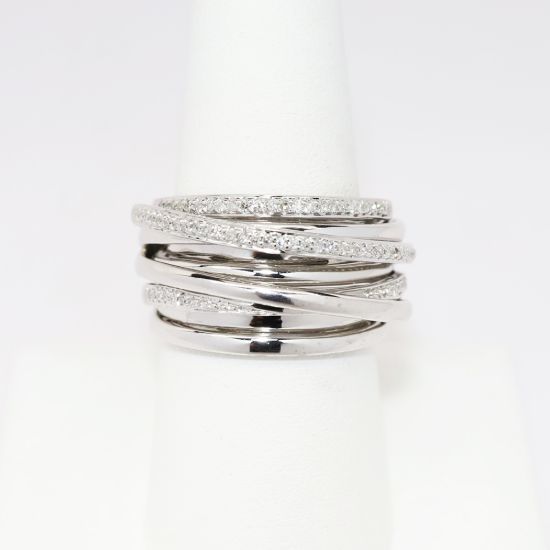 Picture of 14k White Gold & Diamond Illusion Stacked Band RIng